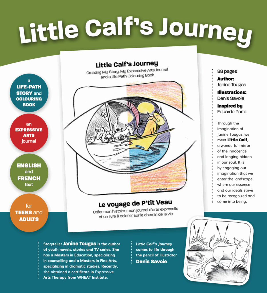 Little calf's journey book poster.